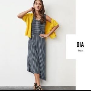 Cabi Dia Striped Maxi Tank Dress Baby Blue Asymmetric Sleeveless 5796